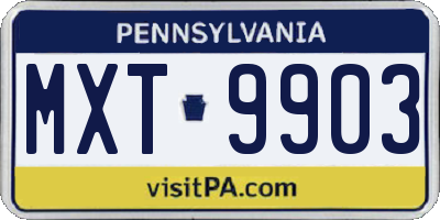 PA license plate MXT9903