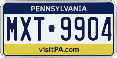 PA license plate MXT9904