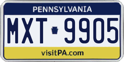 PA license plate MXT9905