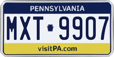PA license plate MXT9907