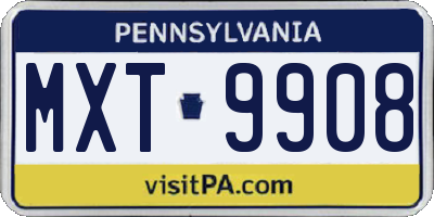 PA license plate MXT9908