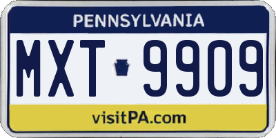 PA license plate MXT9909