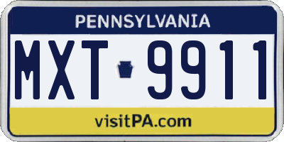 PA license plate MXT9911