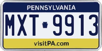 PA license plate MXT9913