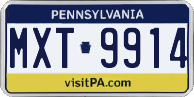PA license plate MXT9914