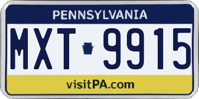 PA license plate MXT9915