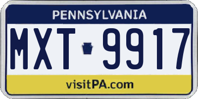 PA license plate MXT9917