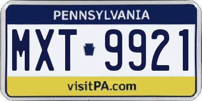 PA license plate MXT9921