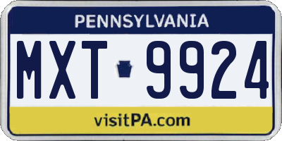 PA license plate MXT9924