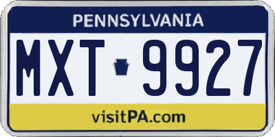 PA license plate MXT9927