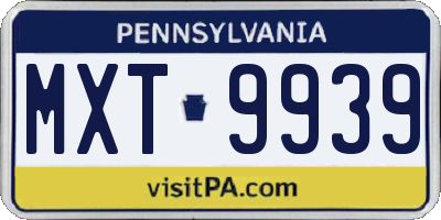 PA license plate MXT9939