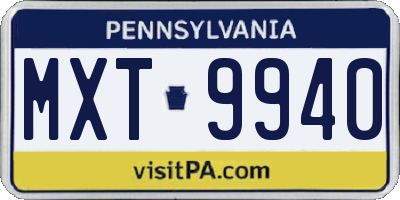 PA license plate MXT9940