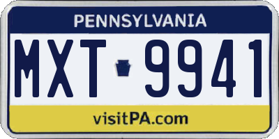 PA license plate MXT9941