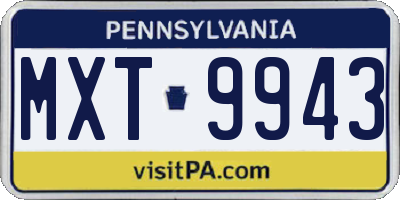 PA license plate MXT9943