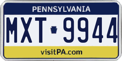 PA license plate MXT9944