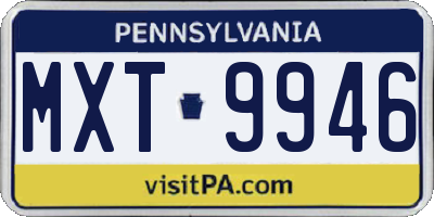 PA license plate MXT9946