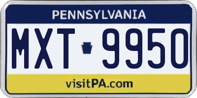 PA license plate MXT9950