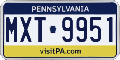 PA license plate MXT9951