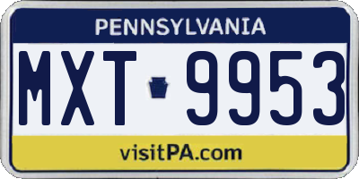 PA license plate MXT9953
