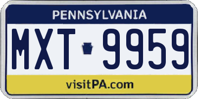 PA license plate MXT9959
