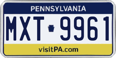 PA license plate MXT9961