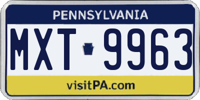 PA license plate MXT9963