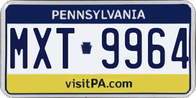 PA license plate MXT9964