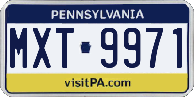 PA license plate MXT9971