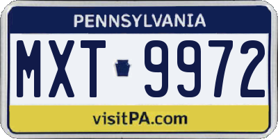 PA license plate MXT9972