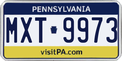 PA license plate MXT9973