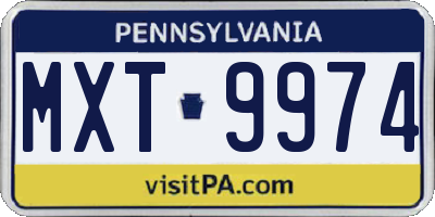 PA license plate MXT9974