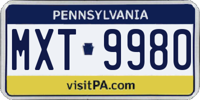 PA license plate MXT9980