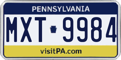 PA license plate MXT9984