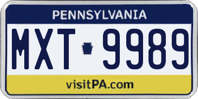 PA license plate MXT9989