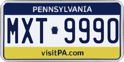 PA license plate MXT9990