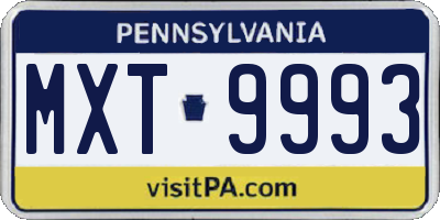 PA license plate MXT9993