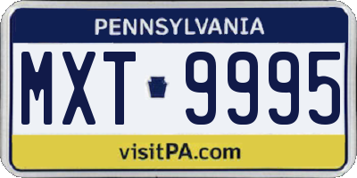 PA license plate MXT9995