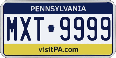 PA license plate MXT9999
