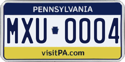 PA license plate MXU0004