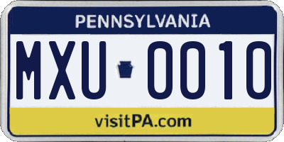 PA license plate MXU0010