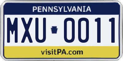 PA license plate MXU0011