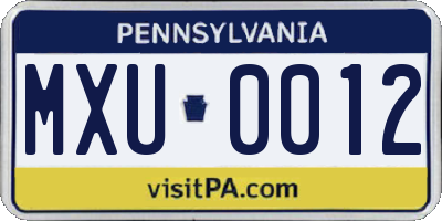 PA license plate MXU0012