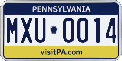 PA license plate MXU0014