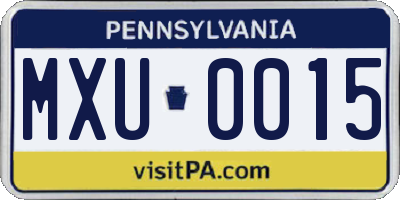 PA license plate MXU0015