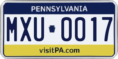 PA license plate MXU0017