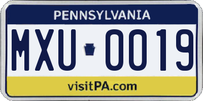 PA license plate MXU0019