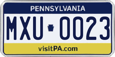 PA license plate MXU0023