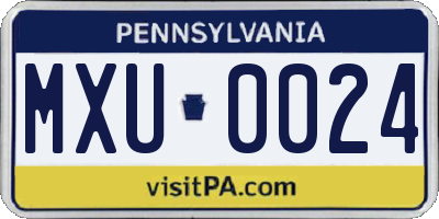 PA license plate MXU0024