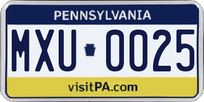 PA license plate MXU0025