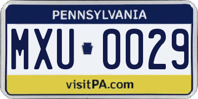 PA license plate MXU0029